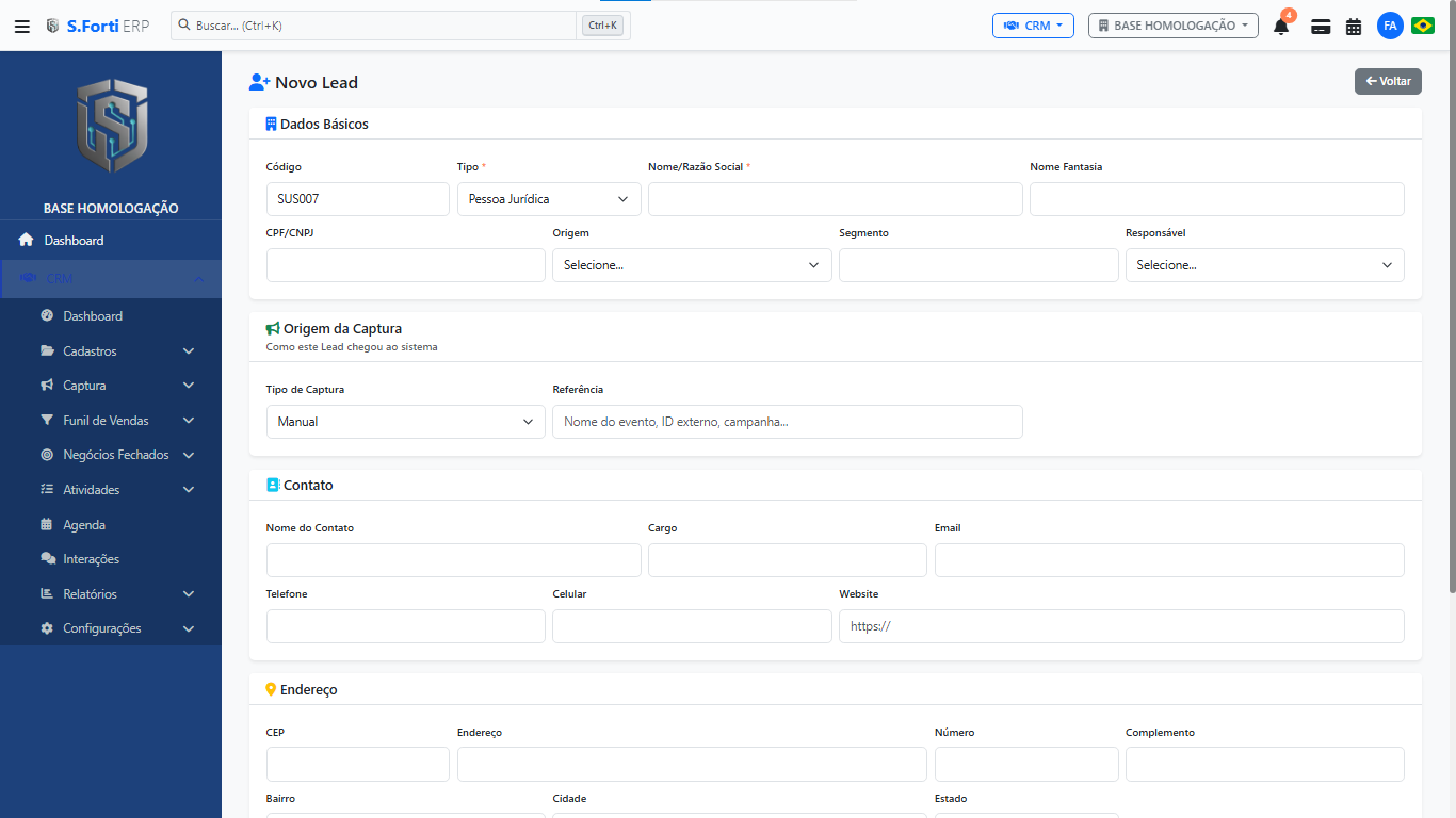 Ficha do cliente — CRM | S.FORTI ERP